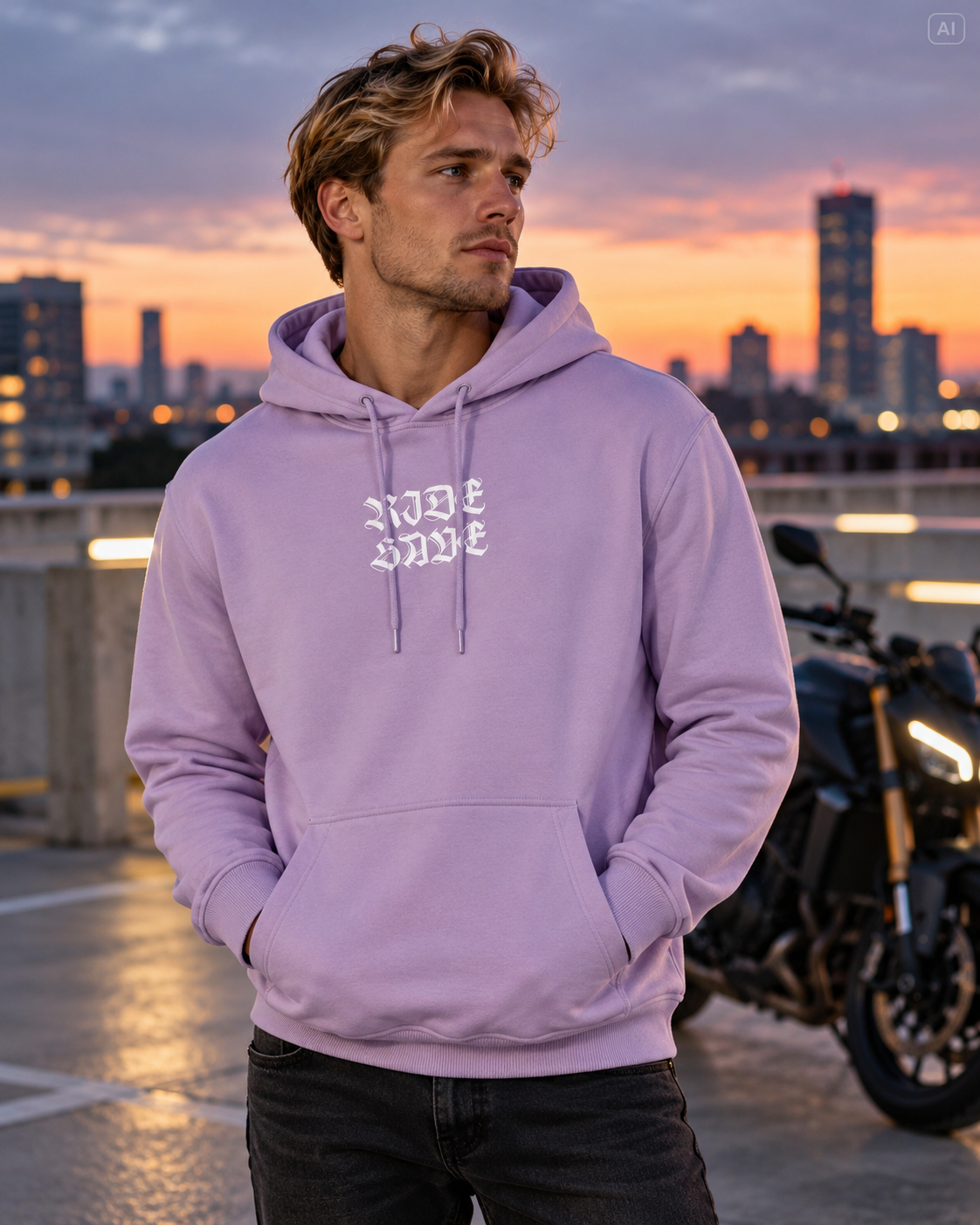 Motocrew/Motorrad Biker Heavy Hoodie Herren Most Important Rule Lilac