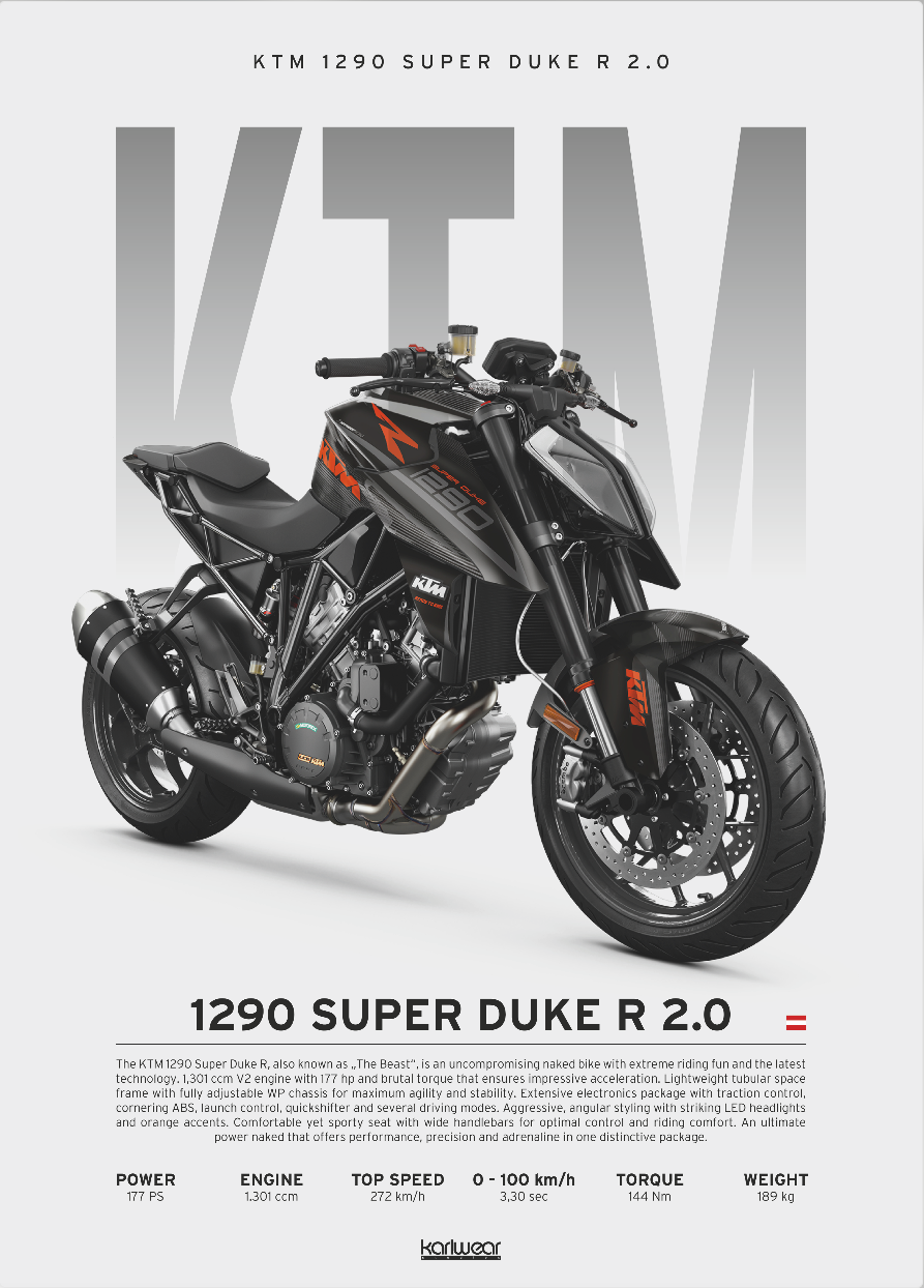 KTM 1290 Super Duke R 2.0 - Artwork Poster Print
