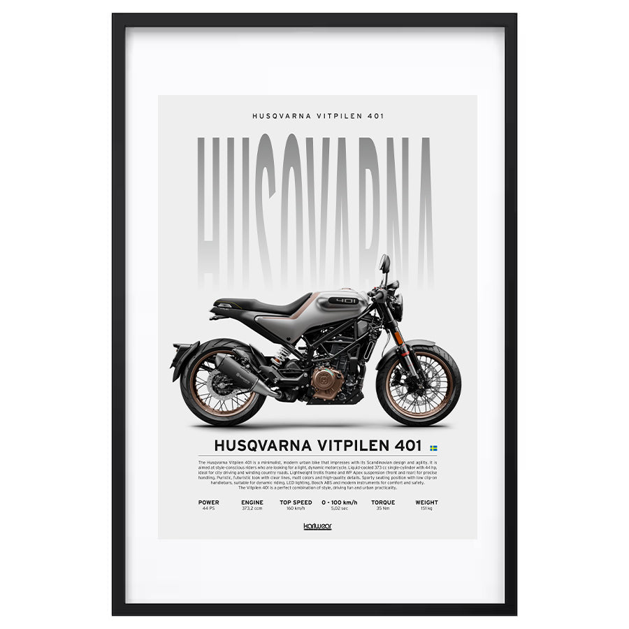 Husqvarna Vitpilen 401 - Artwork Poster Print