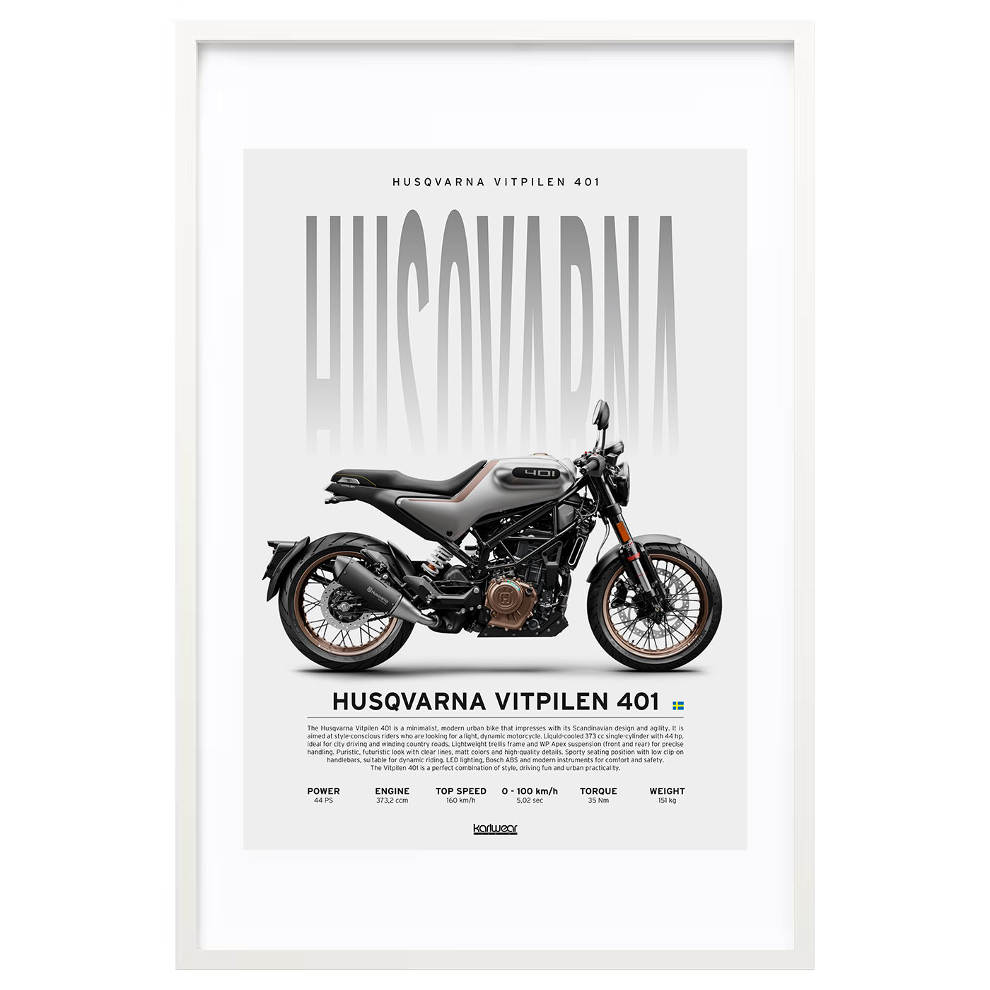 Husqvarna Vitpilen 401 - Artwork Poster Print