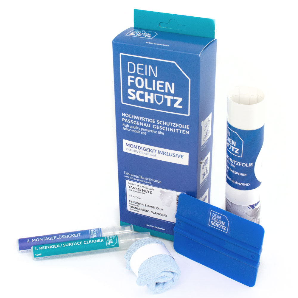 DEIN FOLIENSCHUTZ - Motorrad Tankschutzfolie Uni Glossy Komplettset für Bikes