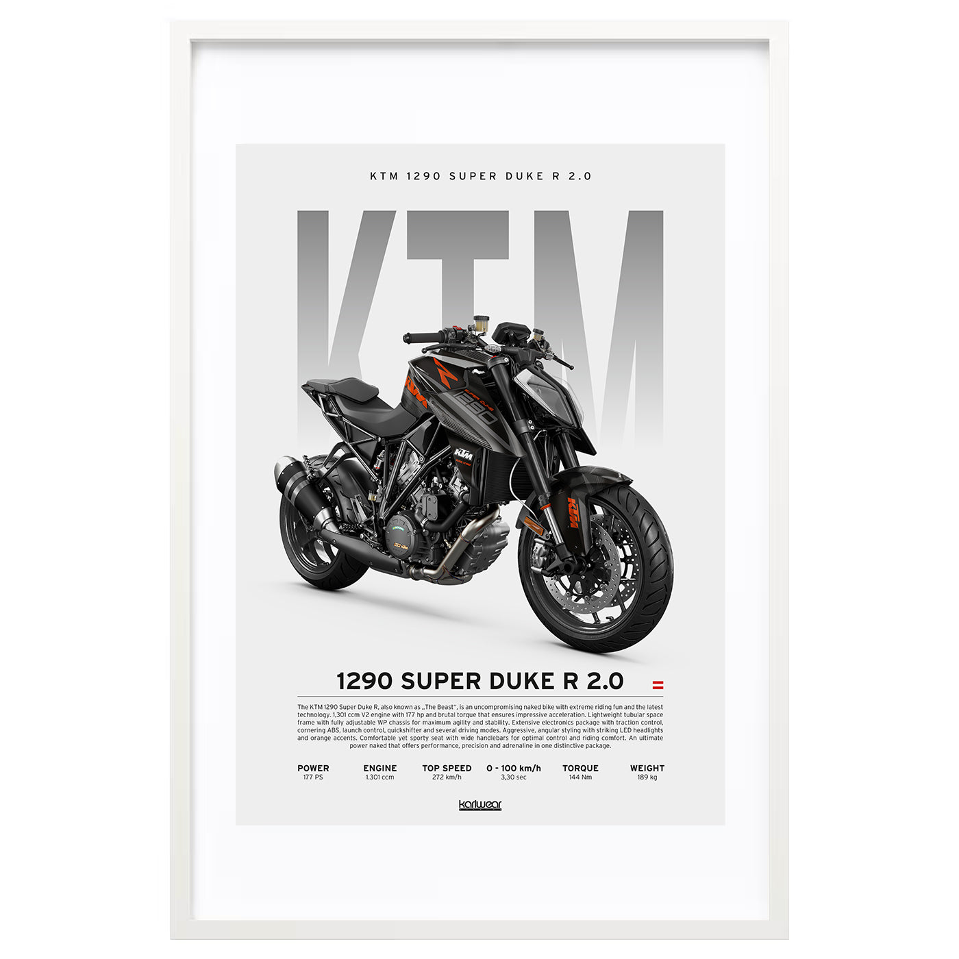 KTM 1290 Super Duke R 2.0 - Artwork Poster Print