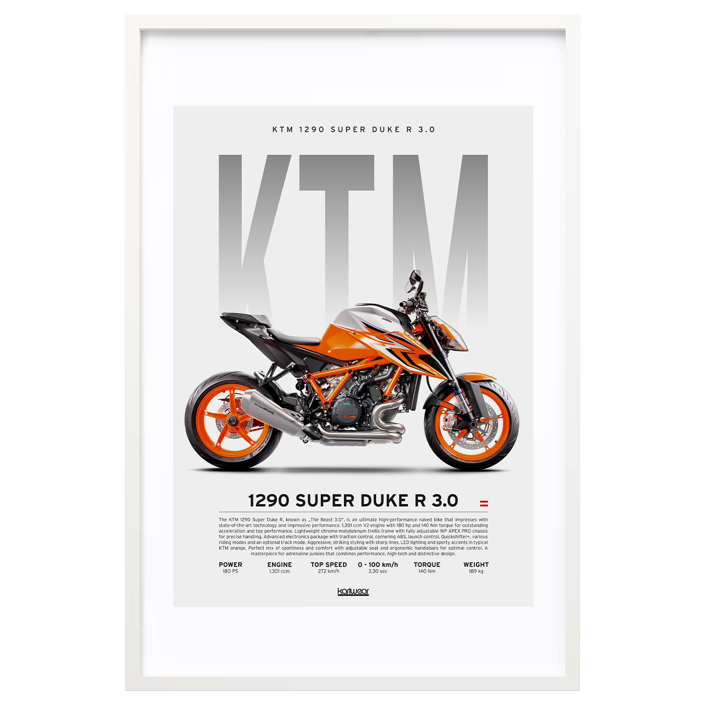 KTM 1290 Super Duke R 3.0 - Artwork Poster Print