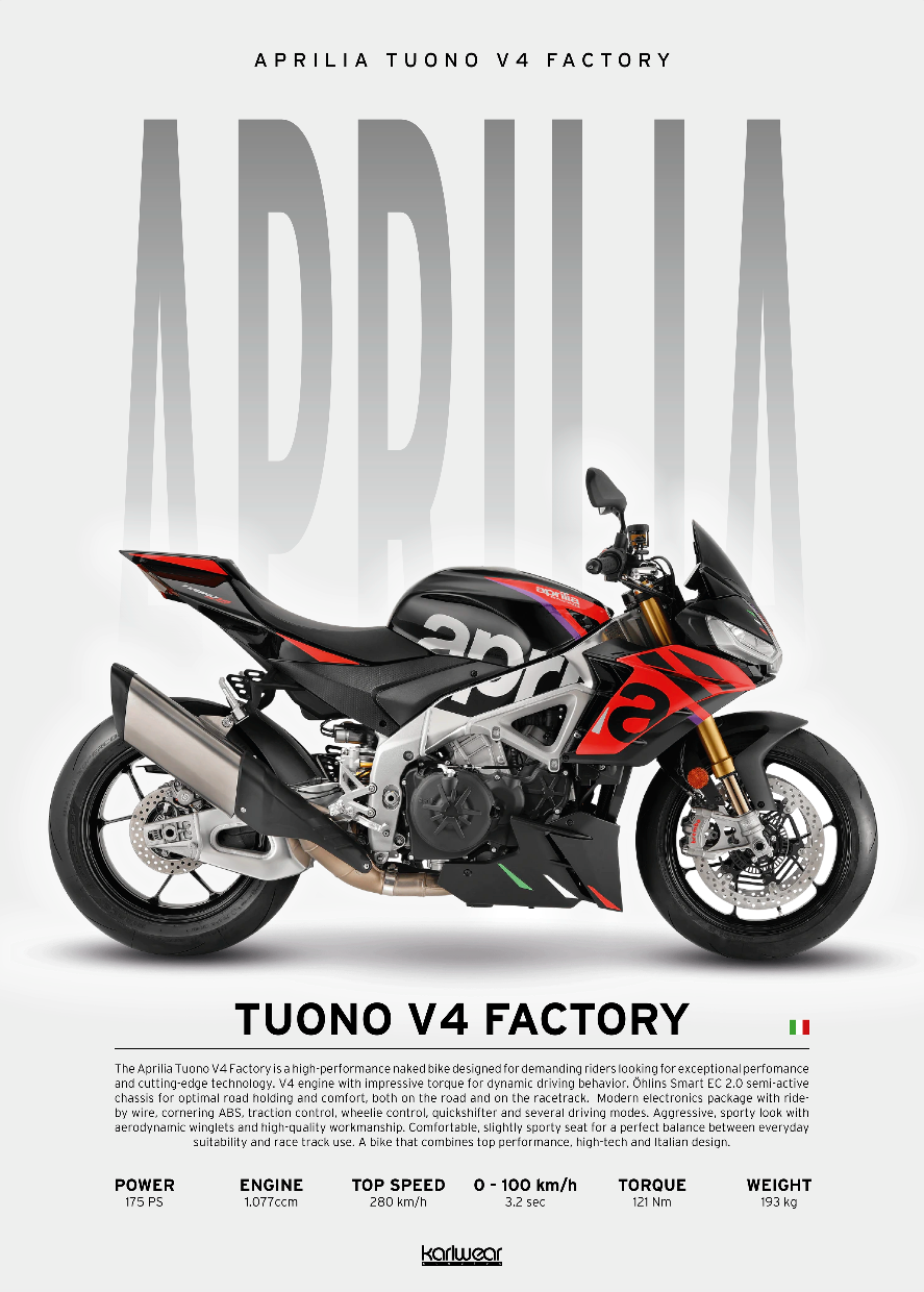 Aprilia Tuono V4 Factory - Artwork Poster Print WallArt