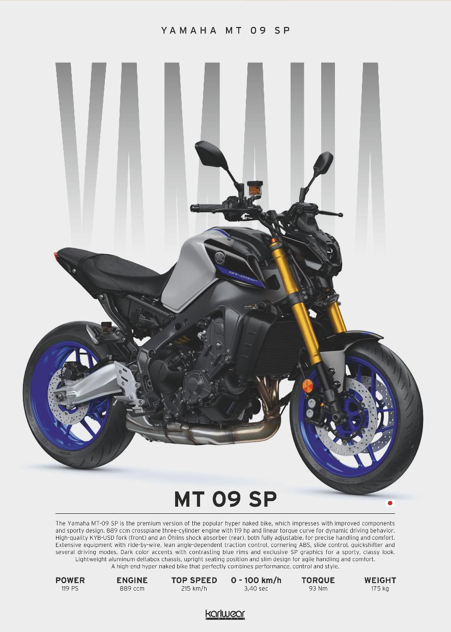 Yamaha MT 09 SP RN69 - Artwork Poster Print