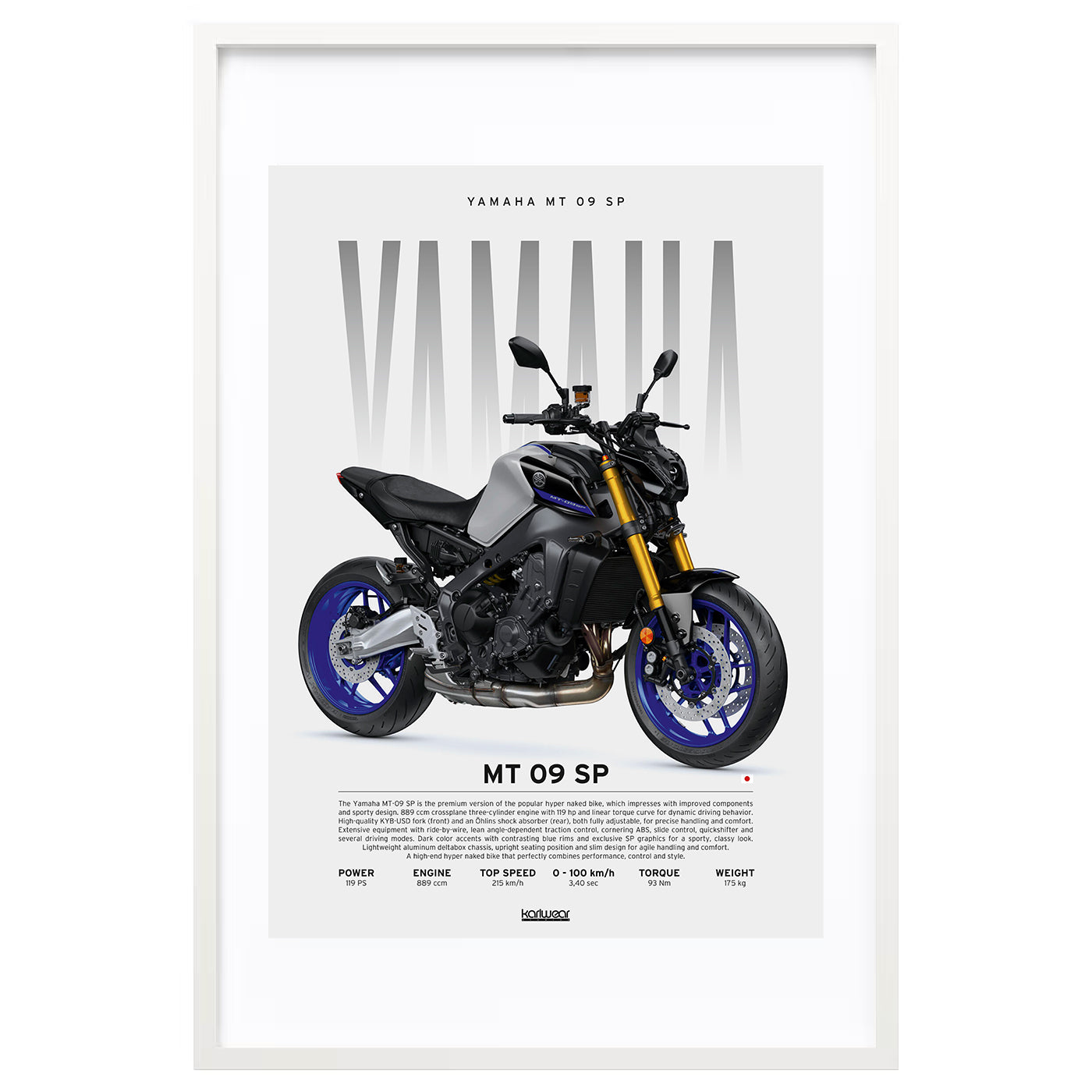Yamaha MT 09 SP RN69 - Artwork Poster Print